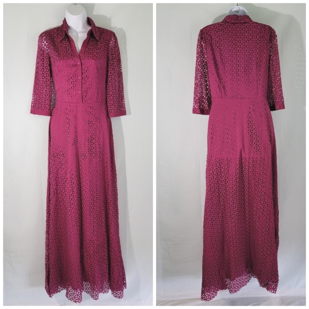 Sole Cranberry Women's Lace Floral Fit & Flare Maxi Dress Size M